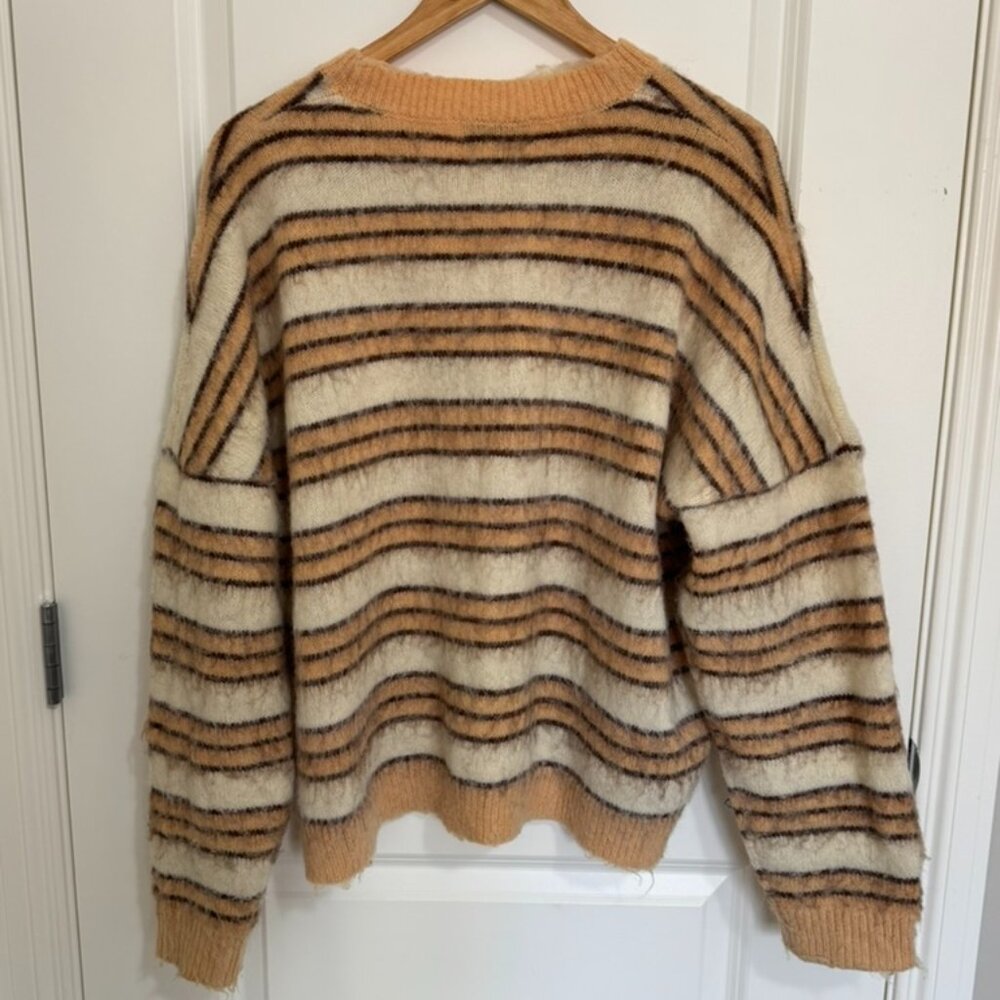 Striped Crewneck Sweater in Cream & Tan - Picture 4 of 4